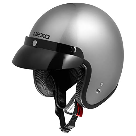 Nexo Jethelm Motorradhelm Helm Motorrad Mopedhelm Basic II, herausnehmbare Polster, Gewicht: 950 g, Ratschenverschluss, ECE 22/05, abnehmbarer Schirm, verschiedene Farben XS – XXL / 2XL