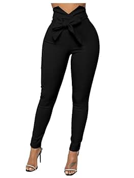 XXTAXN Women's Casual High Waist Stretch Trousers Solid