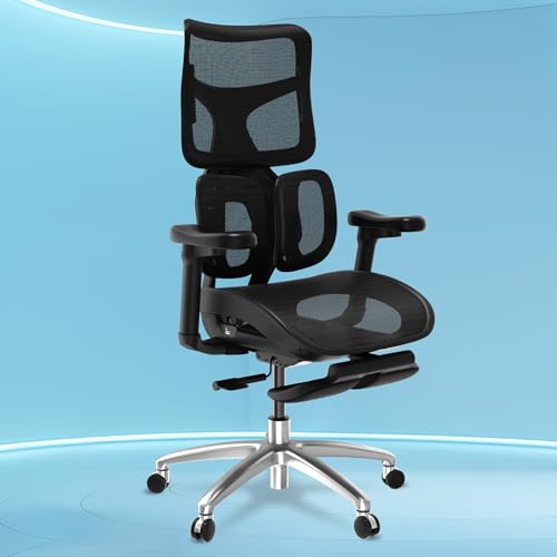 Image of The Sleep Company Elite Premium Ergonomic Chair| Dual Dynamic Lumbar Suspension| Advanced Adaptive Comfort| Extendable Footrest| 4D Armrests| Work from Home and Office | Free Installation | Black