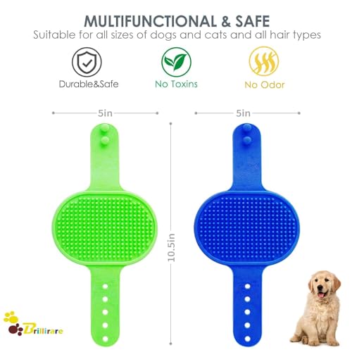 Brillirare BB23-2 Pack Dog Grooming Brush, Premium Soft Silicone Pet Bath Brushes With Adjustable Handle, Shampoo Soothing Comb For Wet Dry Long Short Haired Dogs & Cats Massaging thumb #1