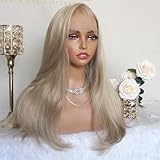 Aisom Ash Blonde Lace Front Wig 13x6 Glueless Synthetic Lace Front Wig for Women Pre Plucked Wear and Go Wig Layered Straight Daily Party Use 22 Inch