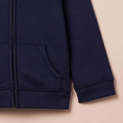 Image of Amazon Essentials Girls and Toddlers' Fleece Zip-Up Hooded Sweatshirt with Lined Hood and Rib Knit Detail