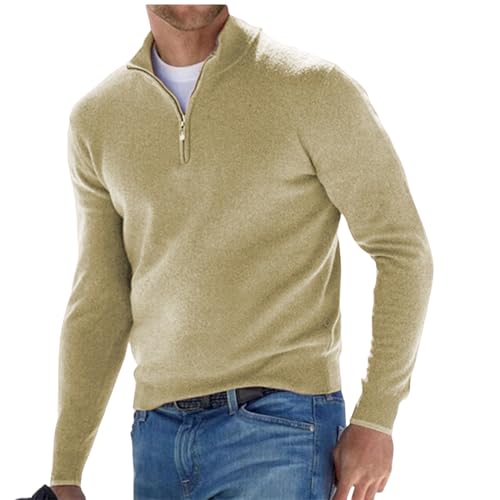 Men's Quarter Zip Sweaters Long Sleeve Pullover Sweaters Zip Up Mock Neck Jumper Slim Fit Casual Outfits Tops