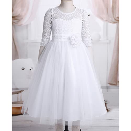 Kids Girls Tullr Floral Lace Pageant Dress Wedding Party Bridesmaid Dress Junior Prom Tutu Maxi Gown3