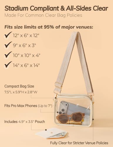 Image of Clear Crossbody Bags for Stadium, Fits 12x6x12 Policy