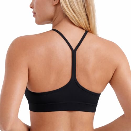 Image of Women's Y-Back Sports Bra with Spaghetti Straps Light Support Yoga Bra Soft Stretchy Low Impact Workout Gym Bralette Tops