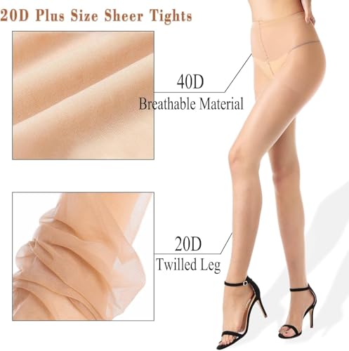 Image of WAKUNA 2 Pairs Toeless Pantyhose Tights For Women 20D Open Toe Pantyhose Control Top