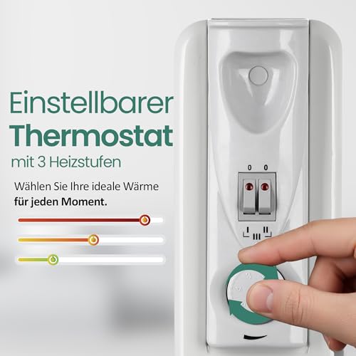 Radiateur à huile 9 nervures avec thermostat réglable - 4