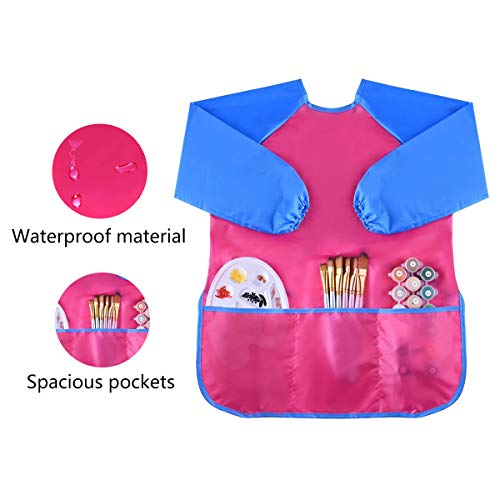 Liwein Kids Art Schorten, 4 pack Kunstenaar Schilderen Schorten Lange Mouwen met 3 Ruime Zakken Waterdichte Kids Play… - Image 4