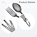 LUMINFLY 3 Pcs Camping Cutlery Set: Fork Spoon Knife, Stainless Steel, Carabiner and Bag, Black