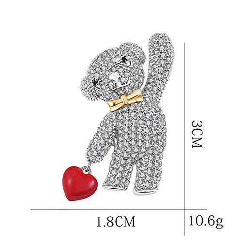 Image of Silver Bear Brooch for Women with Rhinestones - Cute Animal Pin for Sweater, Hat, Scarf & More