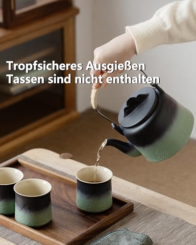 ZENS Japanische Teekanne mit Sieb, 1000ml Teekanne Keramik für Losen Tee – Ansicht 2