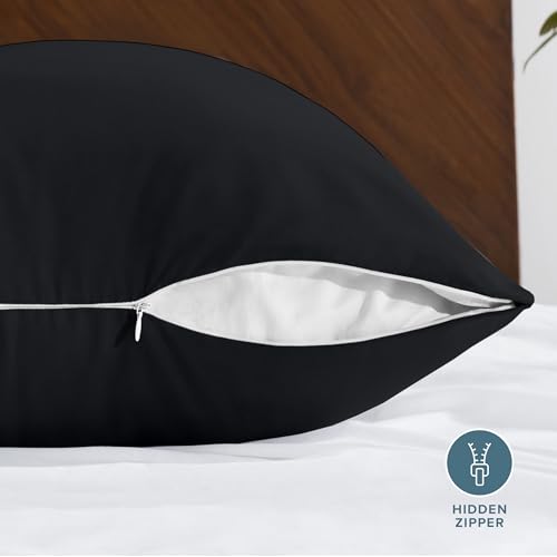 Image of Bare Home Microfiber Body Pillow Cover - Ultra Soft - Cooling Pillowcase - Double Brushed - Pillowcase with Zipper Closure - Easy Care (21''x54'' Body Pillow Cover, Black)