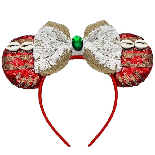 UIVINOIGZZ Mouse Ears Headband - Red Ears for Women Adut for Cartoon Princess Costume Cosplay Birthday Party Theme Park (Red)