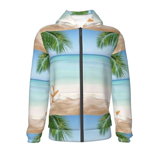 Starfish in Beach Kids Pullover Hoodies Boys Zip Up Sweatshirts Girls Athletic Clothes with Pocket2