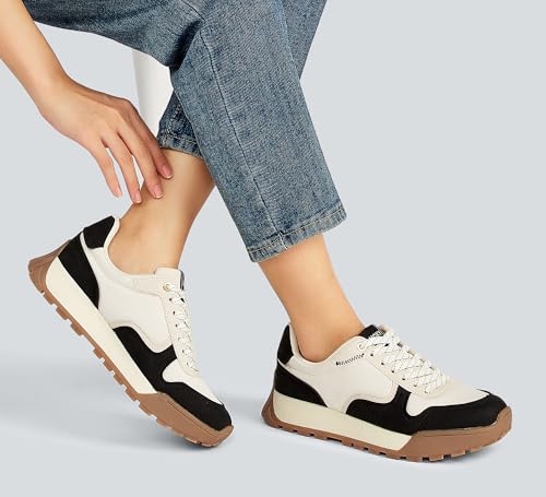 LUCKY STEP Women's Platform Canvas Sneaker Casual Lace-up Stylish Tennis Running Retro Classic Trainers Walking Fashion Sneakers3