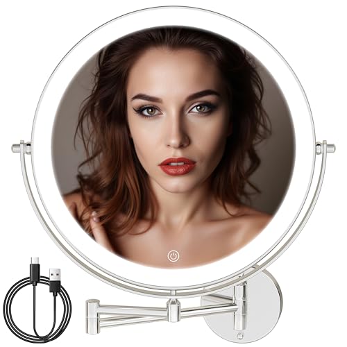 Espejo de maquillaje de pared con luz 10" redondo