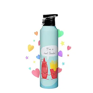 Speedex Stainless Steel Water Bottle 1 litre, Water Bottles For Fridge, School,Gym,Home,office,Boys, Girls, Kids, Leak Proof (1000 ML Printed Bottle,Foodie, Flipper Cap)