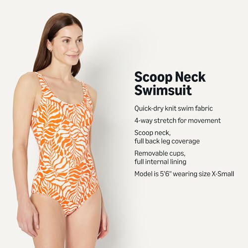 Image of Amazon Essentials Women's One-Piece Scoop Neck Coverage Swimsuit (Available in Plus Size)