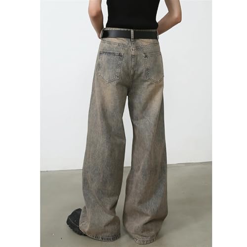 Men's Loose Vintage Draping Straight Jeans, Men's Casual Street Style Denim Pants with Pockets Men and Women3