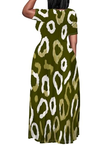 Image of SUZONANA Plus Size Dresses for Women Summer Casual Maxi Dress Short Sleeve Loose Vacation Dress