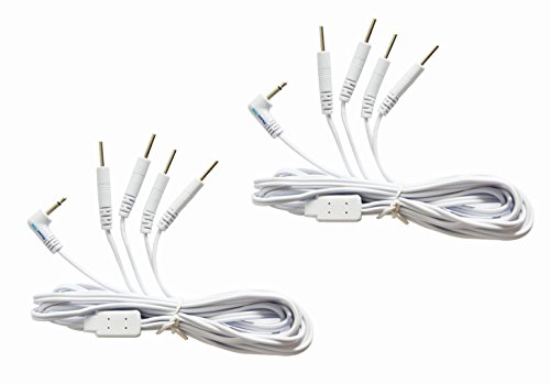 Image of Discount TENS Brand - Lead Wires 2.5mm Plug to Four 2mm Pins, 2 Pack | Molded strain-relief sleeves, durable flexible insulated cable resists kinking and breakage, connects 4 electrodes per wire