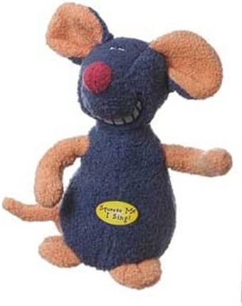 MultipetDeedle Dude 8-Inch Singing Mouse Plush Dog Toy, Blue