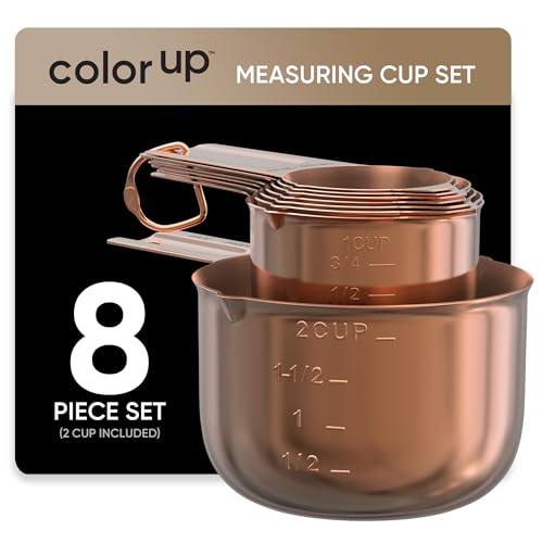 Set de Vasos Medidores 8 Piezas Acero Inoxidable Cobre miniatura 1