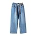 Girls Jeans, Baggy Jeans for Girls Wide Leg Ripped Elastic High Waisted Denim Pants Y2K Cute Casual Streetwear 4-15Y