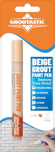 Light Beige Grout Paint Pen – Tile Grout Colorant & Sealer Pen for Bathroom, Kitchen & Shower – Water-Based, Low Odor, Quick Dry, Easy DIY Grout Repair & Touch Ups