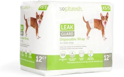 So Phresh by Petco Leak Guard Disposable Wrap for Male Dogs X-Small/Small Count of 12