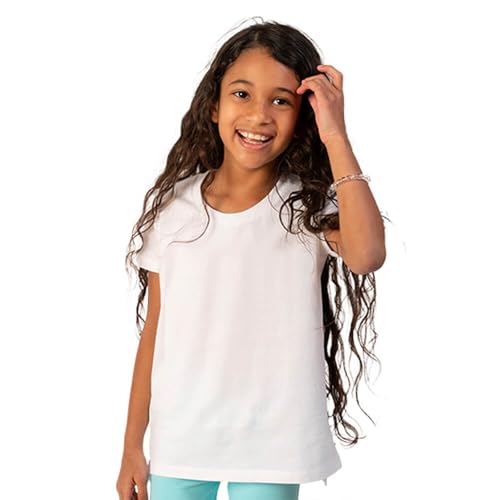 Image of Mightly Girls' Scooped Neck Short Sleeve T Shirts | 100% Organic Cotton, Colorful Casual Stylish Clothes