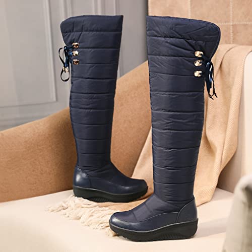 Women's Winter Over The Knee Thigh High Snow Boots Waterproof Rain Warm Fur Lined Wide Calf Snow Boot4