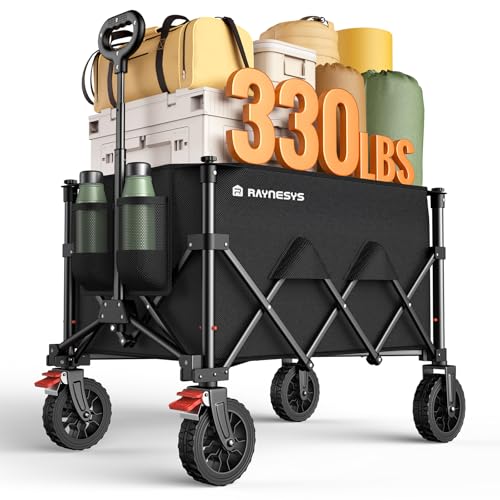 Wagons Carts Foldable, Collapsible Foldable Wagon 330lbs Capacity, Large Capacity