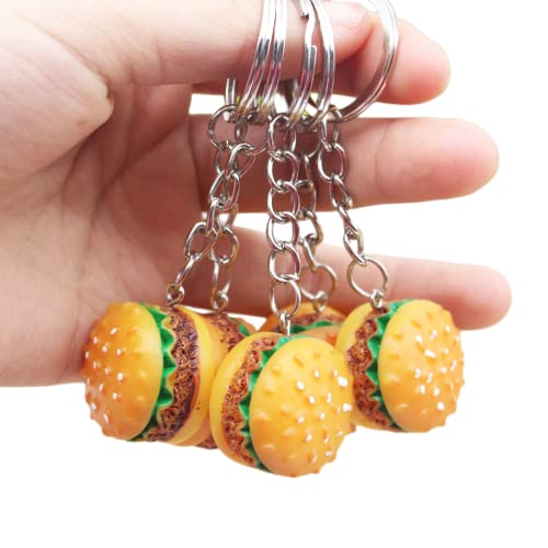 Hamburger Porte-clés,Personnalité Tendance Porte-clés 5pcs Hamburger Pendentif Porte-clés pour Téléphone Voiture Sac Porte-clés Charme Cadeau