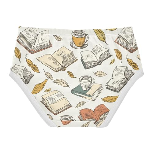 ZZKKO Vibrant Books with Cup Girls Underwear Toddler Panties for Girls Comfort Brief Size 2T-8Y2