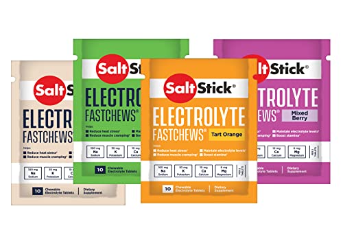 SaltStick FastChews 4er Testpaket (4 Tüten á 10 Kautabletten, verschiedene Geschmacksrichtungen)