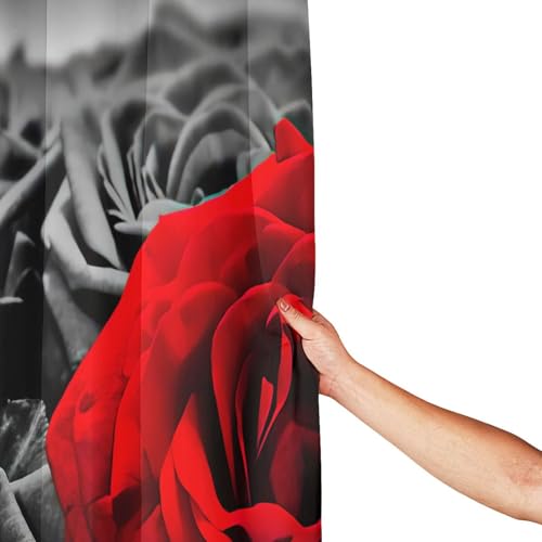 Rideau de douche imperméable anti-moisissure roses rouges - 5