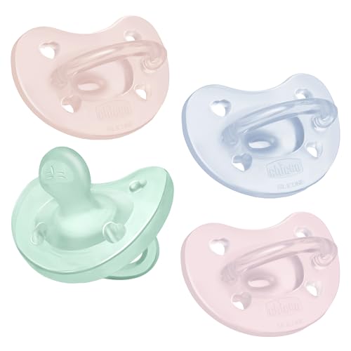 Image of Chicco PhysioForma Silicone Orthodontic Pacifier, 0-6m | 100% Soft Silicone | Supports Breathing & Oral Development | Satin-Textured Nipple | Includes Sterilizing Case | BPA Free | Multipack, 4pk