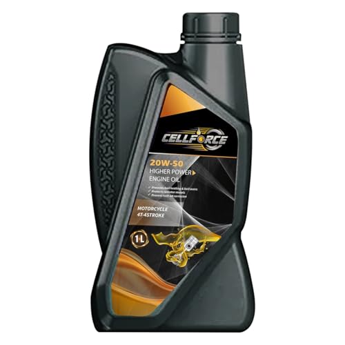 Image of Cellforce 20W50 Synthetic Engine Oil for Bikes, 1L - Premium Motorcycle Oil for Royal Enfield Bullet 350, Bajaj Pulsar, Honda Unicorn, KTM - Smooth Gear Shifting & Heat Protection