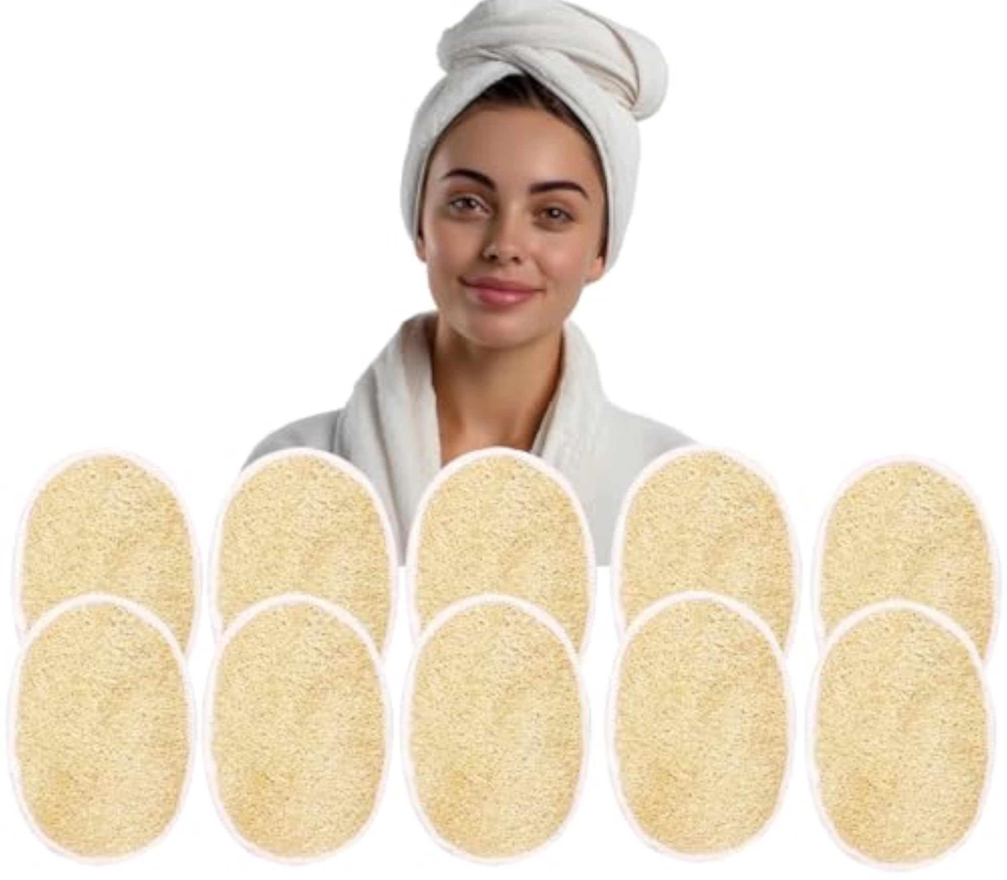 Pack of 10 Loofah Sponge Pads for Exfoliating