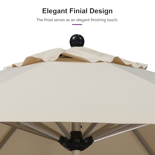 Image of PURPLE LEAF Patio Umbrella 11 FT Round Large Aluminum Frame Khaki