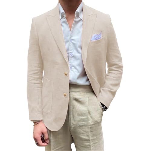 Men's Summer Linen Blazer Sport Coats Regular Fit Casual Suit Jacket Lightweight Beach Wedding Prom Blazers for Men