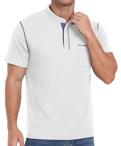 Image of Sailwind Mens Henley Shirts Short Sleeve Summer Casual Classic Cotton T Shirts Pocket Button Shirt