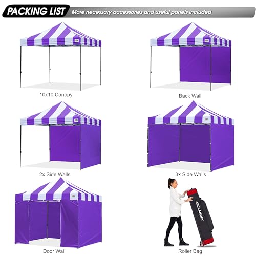 Image of ABCCANOPY Heavy Duty Easy Pop up Canopy Tent with Sidewalls 10x10,Strip Purple