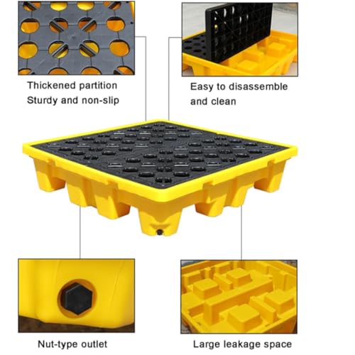 Plateforme de rétention des déversements avec évacuation, palettes modulaires empilables Anti-déversement pour seaux de Peinture et Stockage Industriel