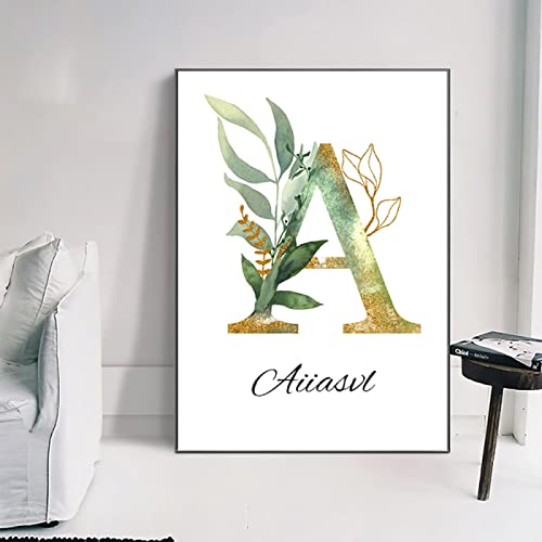 Peinture lettre A personnalisée pour déco chambre moderne toile nordique 60x90cm