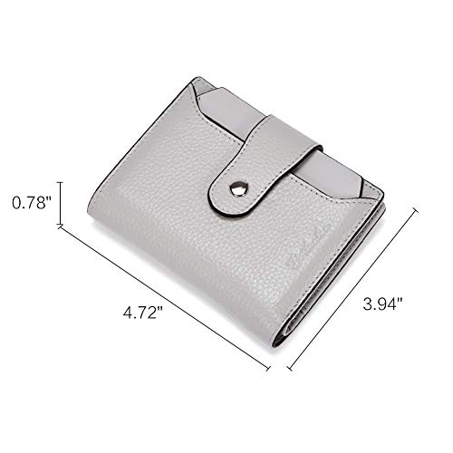 Bostanten Women Leather Wallet Rfid Blocking Small Bifold Zipper Pocket Wallet Card Case Purse With Id Window Grey #TOP6