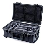 ColorCase Pelican Protector 1510 Case, Black Medium Size Carry-On, Waterproof, Comes w/Gray Padded Microfiber Dividers & Mesh Lid Organizer