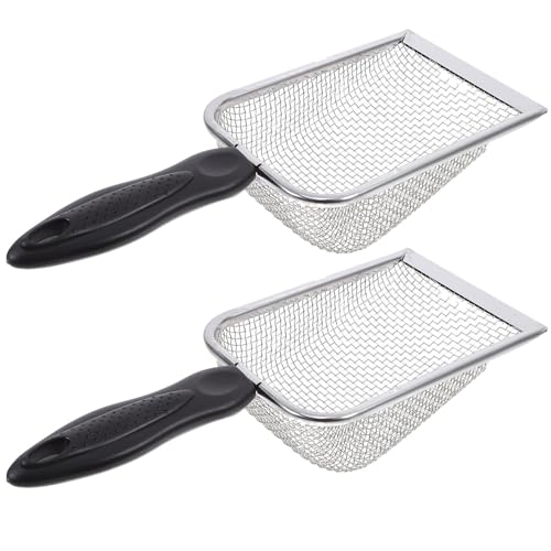 Alasum 2pcs Beach Mesh Shovel and Sand Dig Shovel Set Stainless Steel Portable Handheld Sift Tool for Seashell Collecting and Pet Litter Cleaning